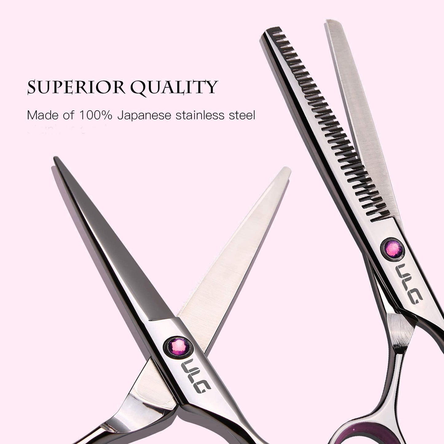 ULG Hair Cutting Scissors Thinning Shears Kit, Professional Barber Hairdressing Salon Razor Edge Scissor, Japanese Stainless Steel 6.5 inch - Classic Beauty and Personal Care ULG