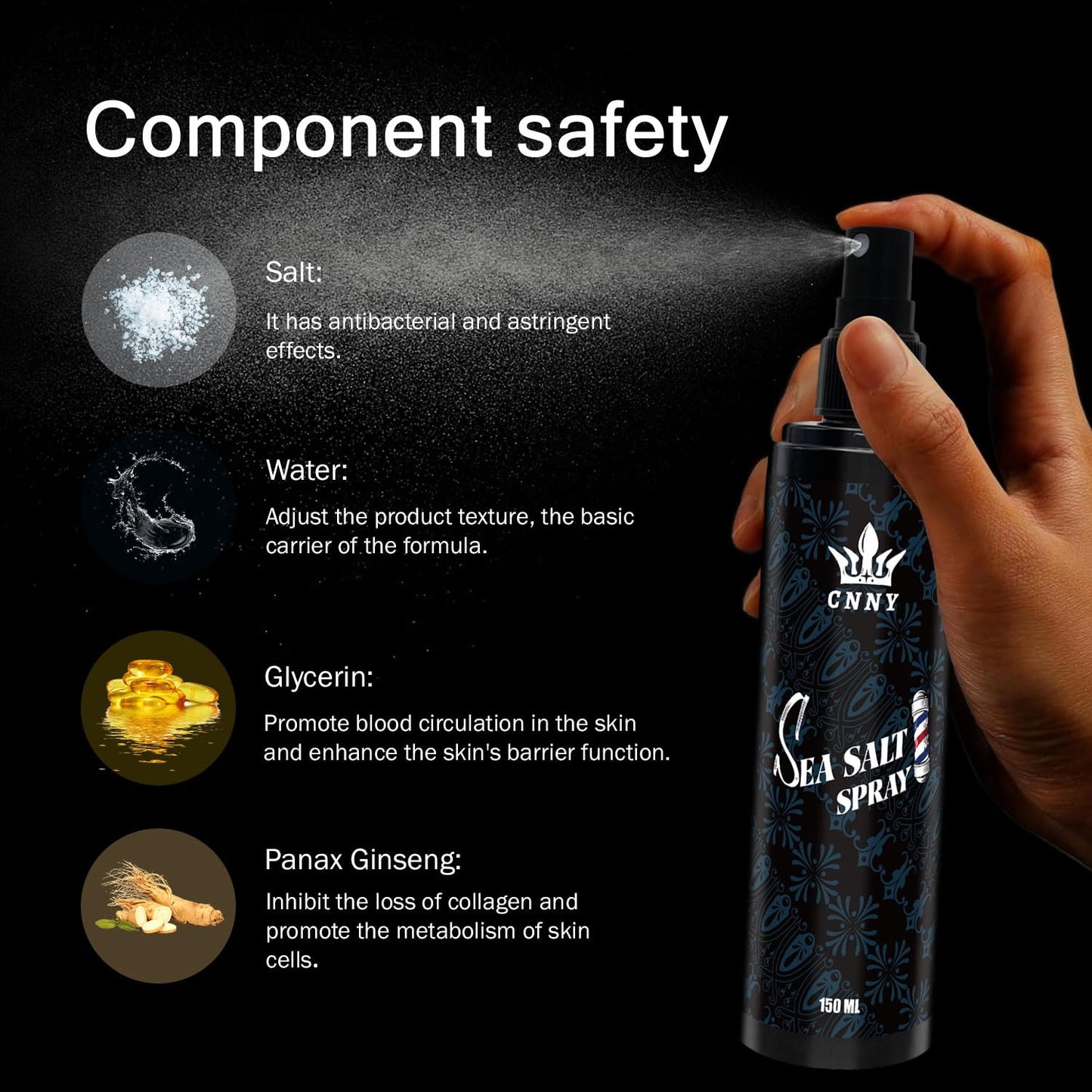 Crownnaturally CNNY Sea Salt Spray for Hair, Adds Volume, Texture & Beach Waves, Light Hold Natural Styling Spray with Sea Salt for All Hair Type Beauty & Personal Care Crownnaturally