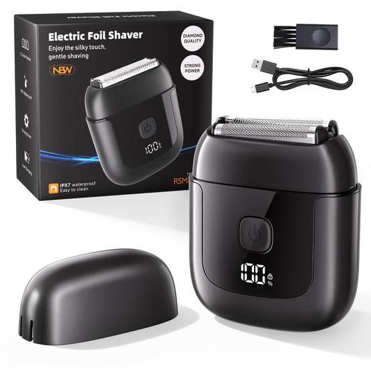 Electric Foil Shavers for Men: Mini Electric Razor with 3 Floating Blades, IPX7 Waterproof Foil Shaver, USB-C Rechargeable Shavers for Men with Travel Beauty and Personal Care Cnunkn