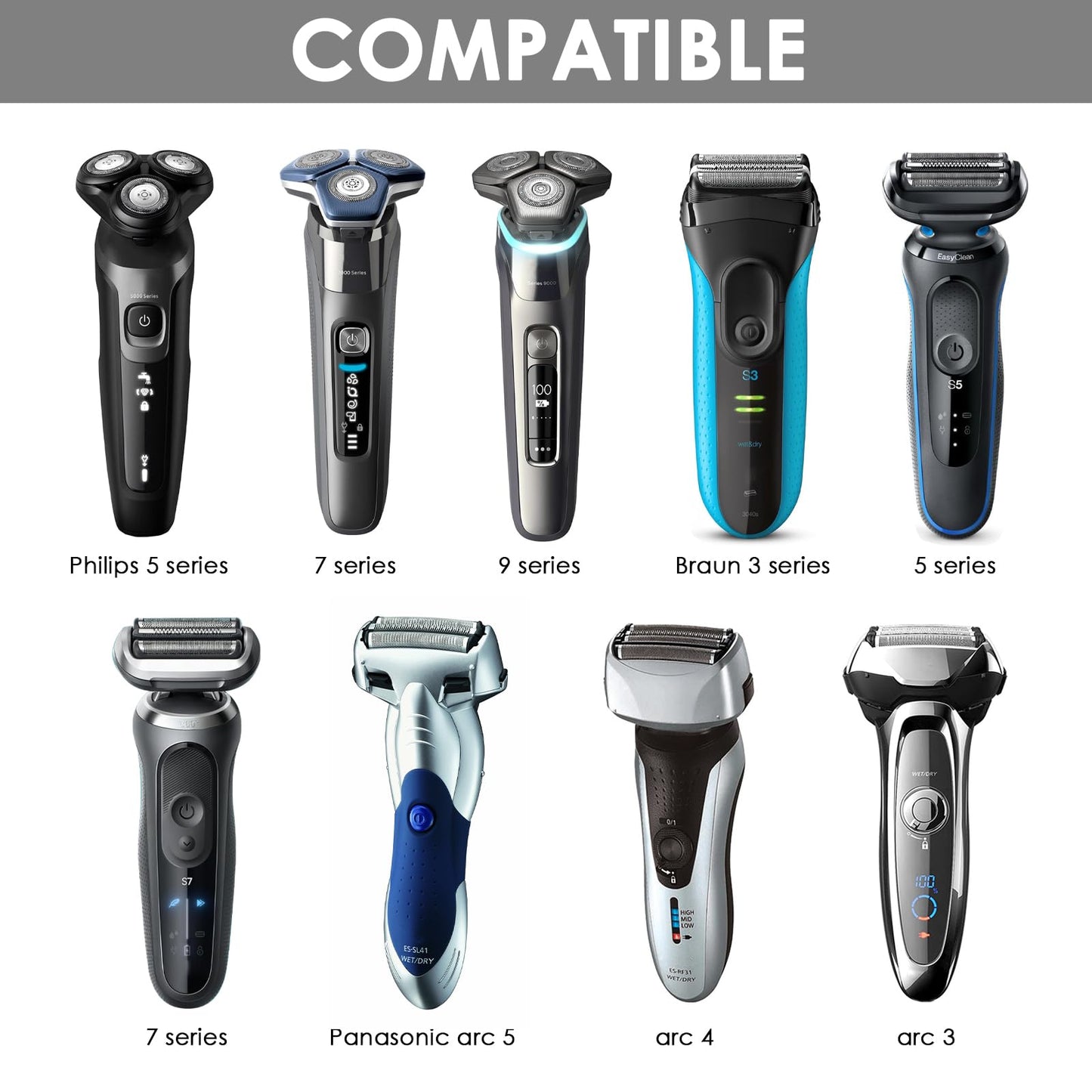 Linkidea 2 Pack Wall Mount Electric Razor Holder, Compatible with Philips Norelco Series 9 / 7 / 5, Self-Adhesive Bathroom Organizer Shaving Stand Beauty and Personal Care Linkidea