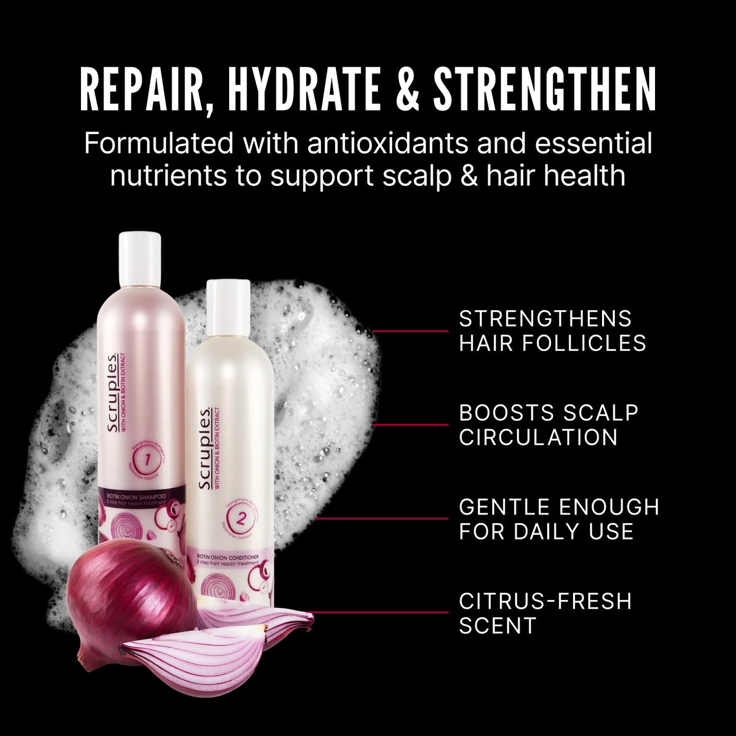 Scruples Biotin Onion Shampoo and Conditioner Bundle - Hair Growth Shampoo & Conditioner for Women to Strengthen & Hydrate - Made with Onion Extract Beauty & Personal Care Scruples