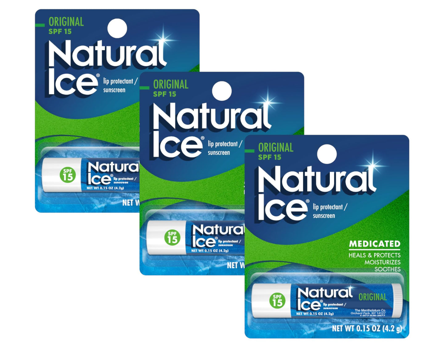 Mentholatum Natural Ice Lip Balm Original SPF 15 1 Each ( Pack of 3) Beauty and Personal Care Mentholatum