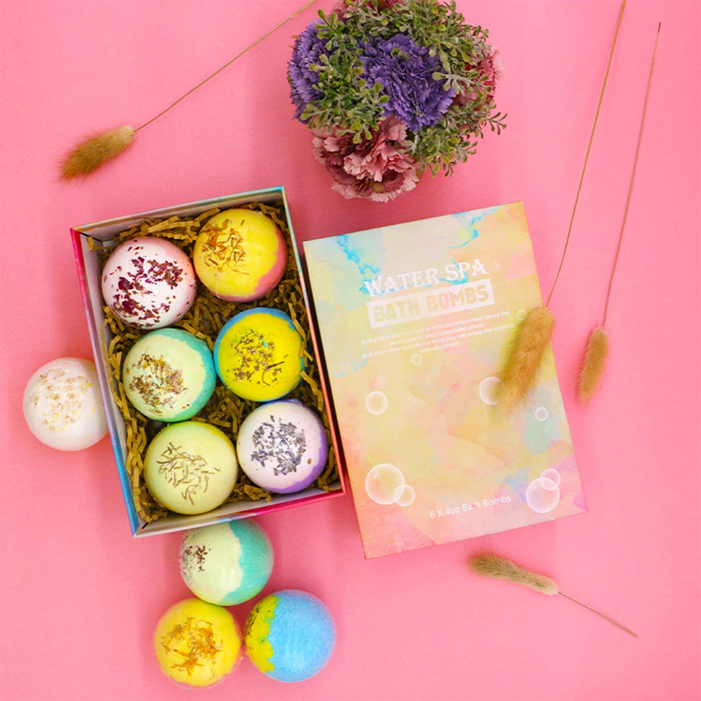 Bath Bombs, Bath Bomb Gift Set 6 x 4 OZ, Spa Bath for Christmas Valentines Birthday Gifts for Women, Kids, Wife, Moms (Tpye 02) Beauty and Personal Care JIAN YA NA