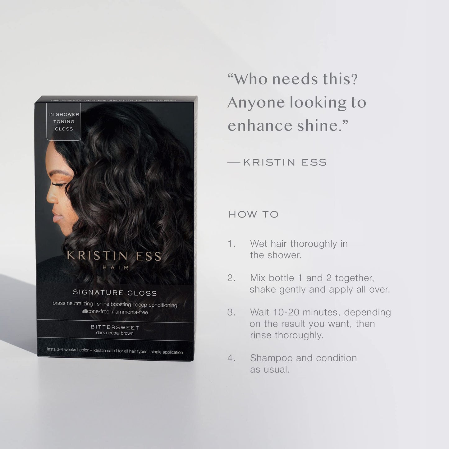 Kristin Ess The One Signature Hair Gloss - Bittersweet: Dark Neutral Brown (Pack of 2) Beauty & Personal Care Kristin Ess