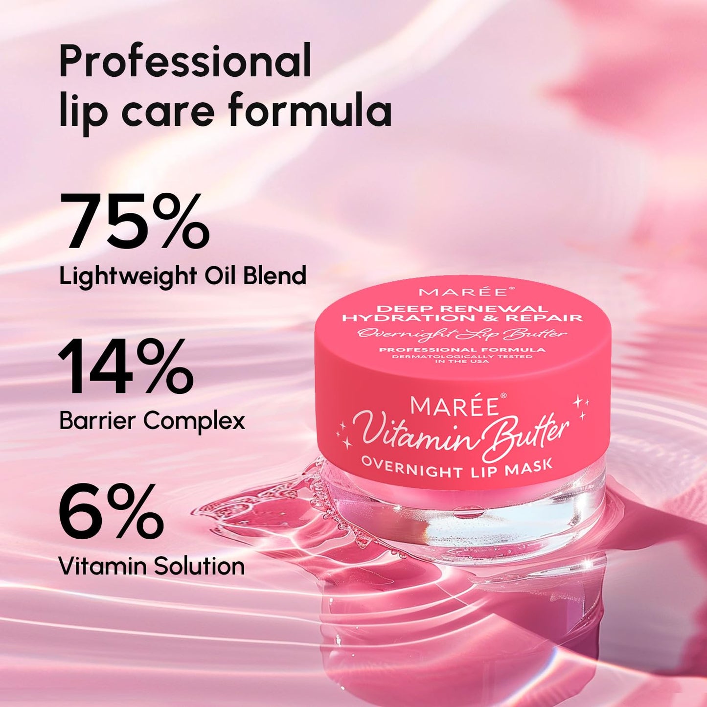 MAREE Lip Moisturizer & Overnight Lip Mask – Hydrating Butter Balm with Hyaluronic Acid for Very Dry Lips – Intensive Lip Care, 1pc Beauty & Personal Care MAREE