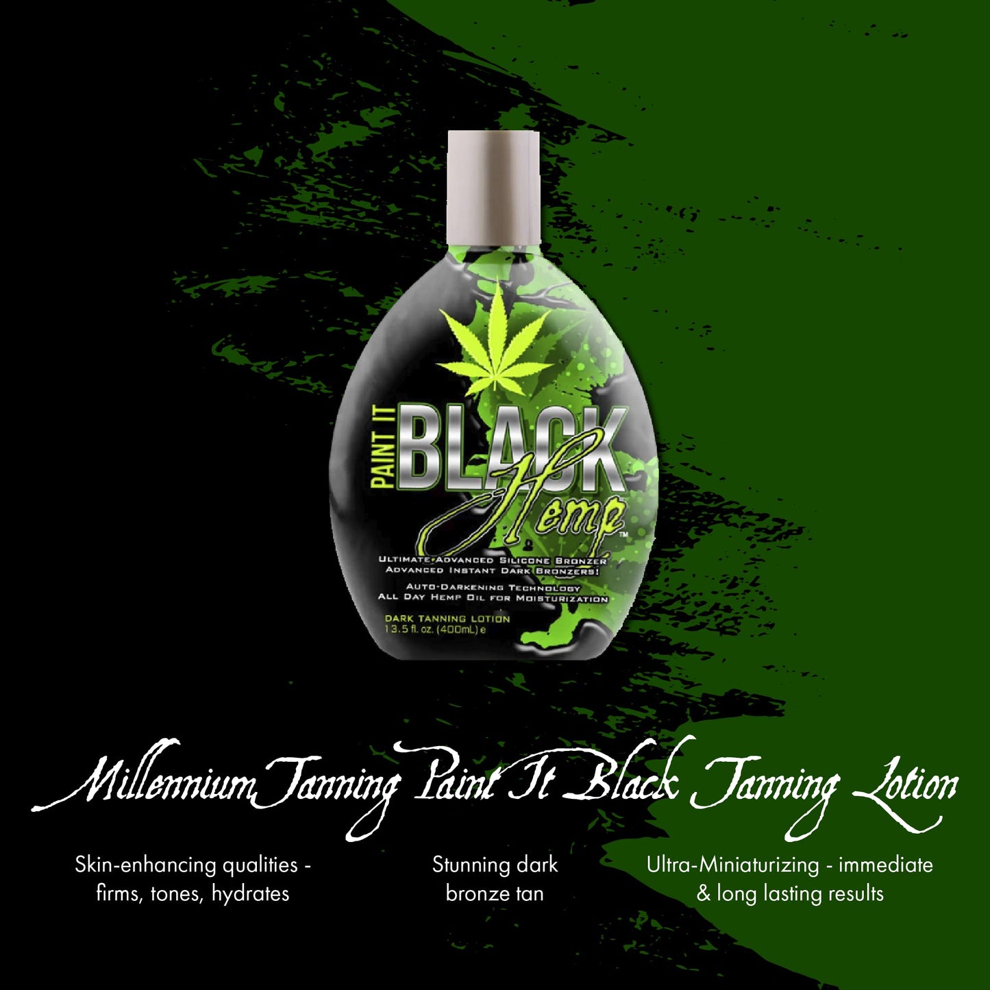 Millennium Tanning Products - Paint It Black Hemp Bronzer & Dark Tanning Lotion Accelerator for Indoor Tanning Beds & Outdoor Sun Tan - 13.5 fl. oz. Beauty & Personal Care Millennium Tanning