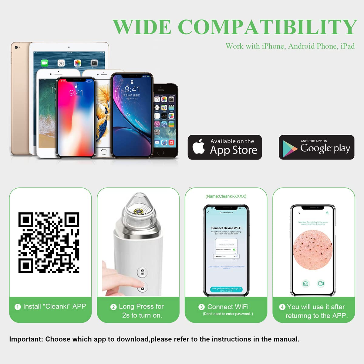 Blackhead Remover Pore Vacuum, ?[FDA Certification] ? WiFi Visible Facial Pore Cleanser with HD Camera Pimple Acne Comedone Extractor Kit with 6 Beauty & Personal Care prabensei