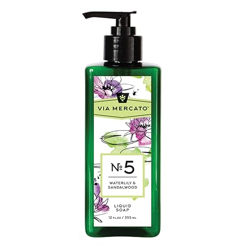 Via Mercato Liquid Soap, Shea Butter Enriched (12 oz), No. 5 - Waterlily & Sandalwood Beauty & Personal Care Via Mercato
