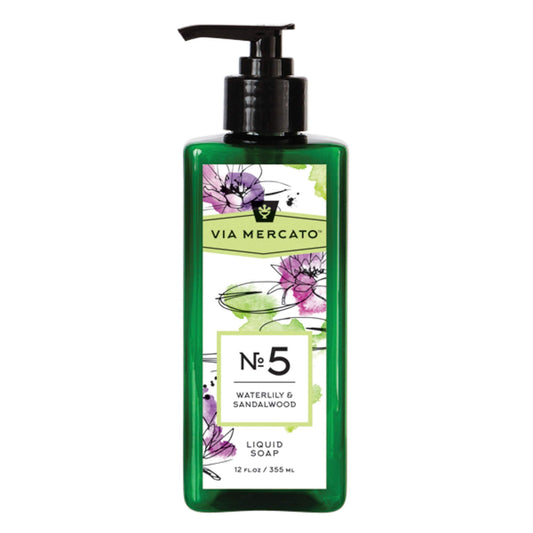 Via Mercato Liquid Soap, Shea Butter Enriched (12 oz), No. 5 - Waterlily & Sandalwood Beauty & Personal Care Via Mercato