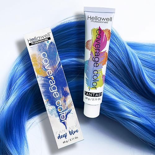 Hellawell Professional Hair Dye. Coverage Color Fantasy - Semi-permanent oxidation coloring cream. Deep Blue 2.11oz Beauty & Personal Care HELLAWELL PROFESSIONALS