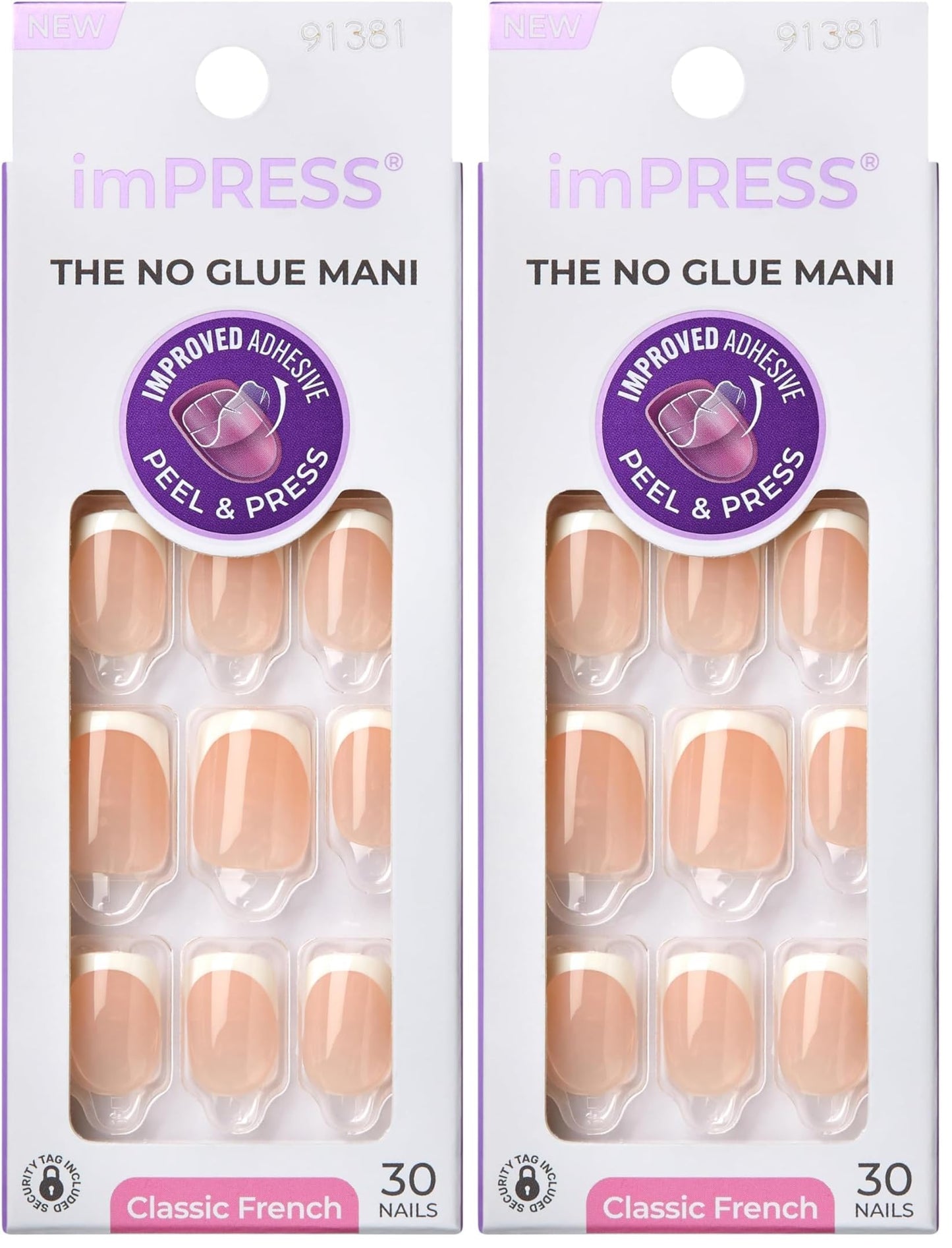 KISS imPRESS No Glue Mani Press On Nails,French,'Model',White,Short Size,Squoval Shape,Includes 30 Nails,Prep Pad,Instructions Sheet,1 Manicure Beauty and Personal Care KISS Default Title