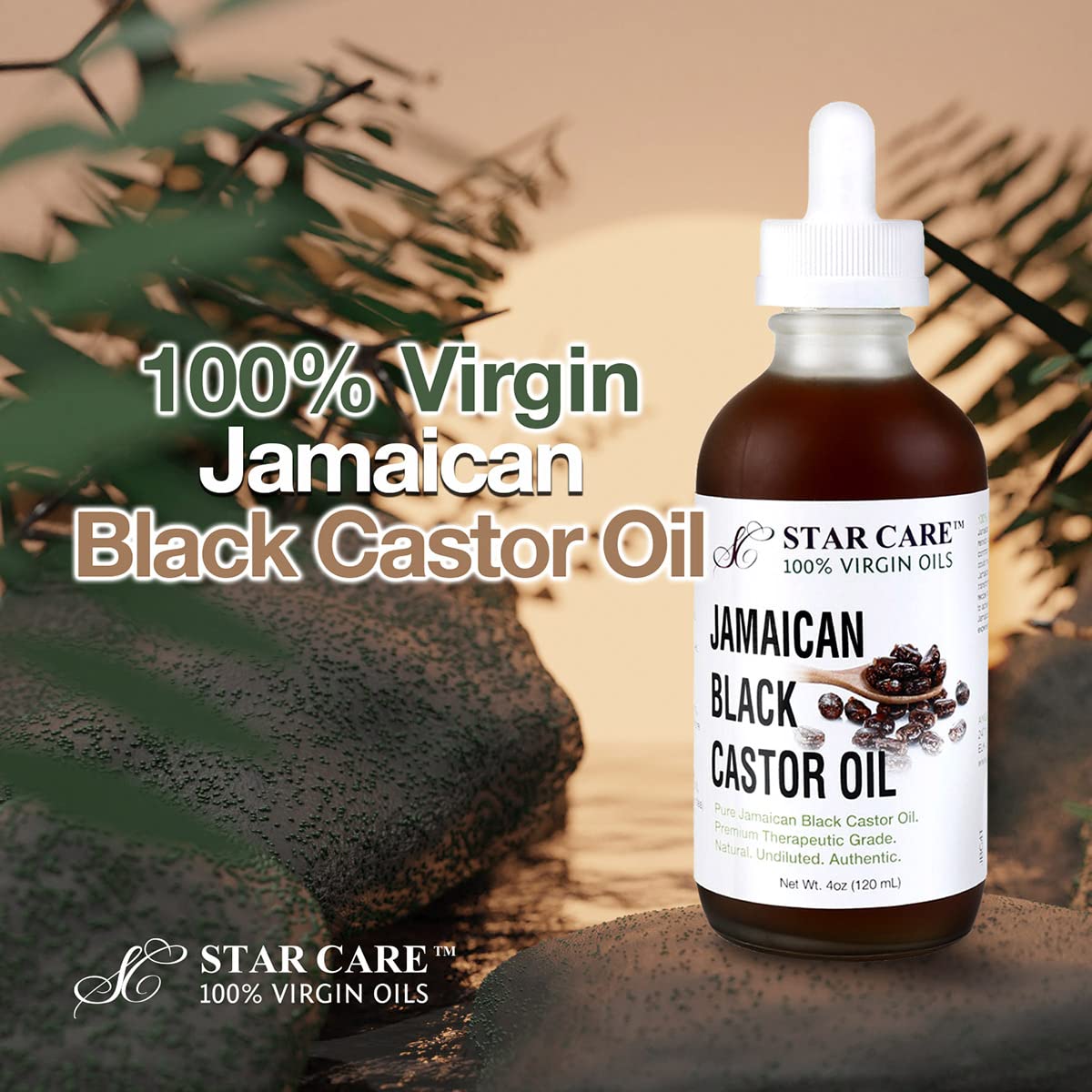 STAR CARE Extra Strength Jamaican Black Castor Oil (with Peppermint Oil) for Hair Growth (4oz) - 100% Virgin JBCO Infused with Biotin & Niacin - Scalp Beauty & Personal Care STAR CARE