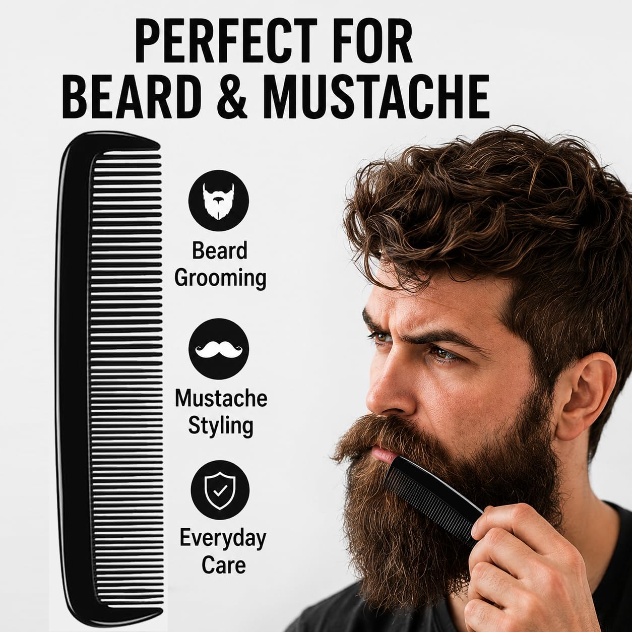 LUXXII Pocket Beard Comb 6 Pack, 5 Inch Fine Tooth Hair Comb for Men, Travel Barber Comb, Mustache Styling Comb, Grooming Comb for Beard Hair Beauty and Personal Care LUXXII