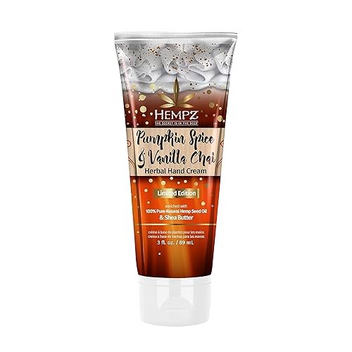 Hempz Pumpkin Spice & Vanilla Chai Moisturizing Hand Cream Lotion (3 Oz) - Mini Fall Scented Travel Cream Skin Care for Women & Men, Made with Shea Beauty & Personal Care Hempz