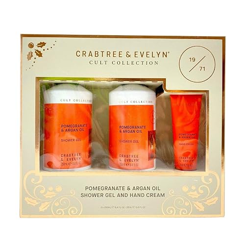 Crabtree and Evelyn Cult Collection Pomegranate & Argan Oil Hand Cream 0.8 Oz & Shower Gel 8.4 Oz Beauty & Personal Care Crabtree