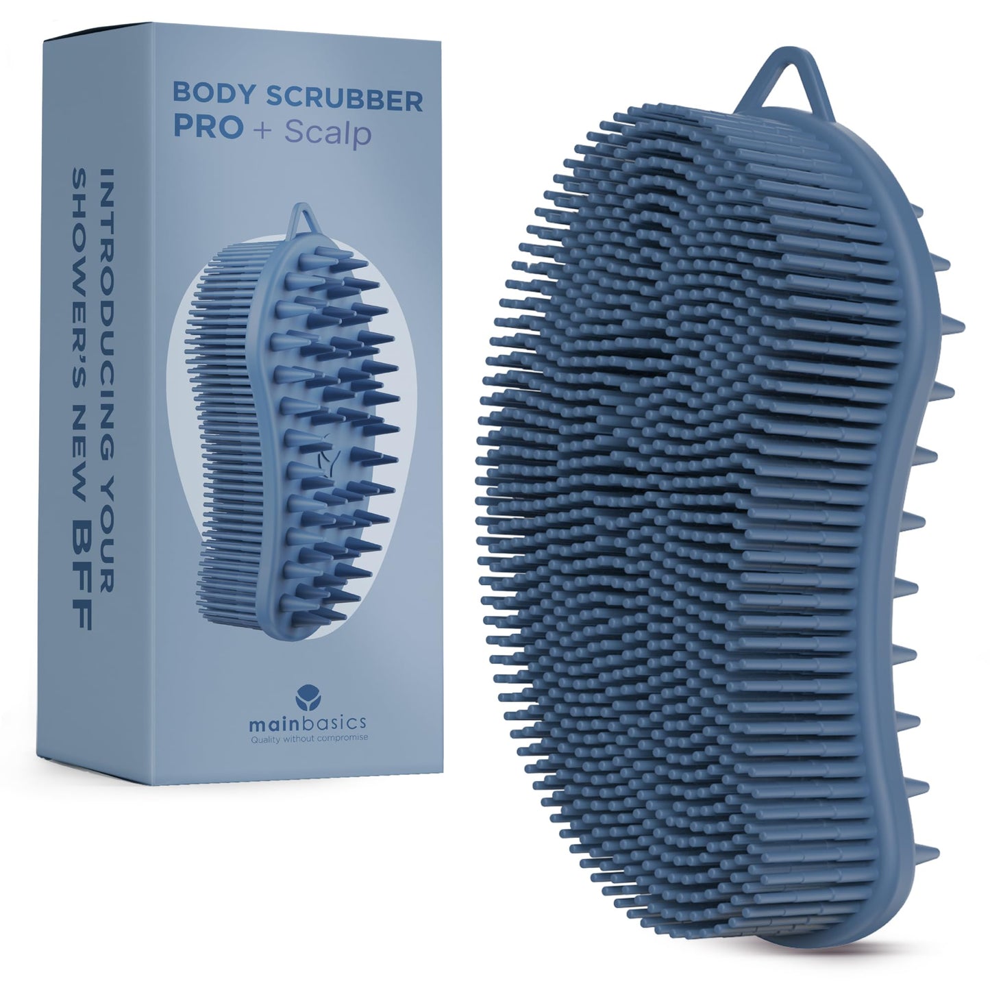 MainBasics Silicone Body Scrubber Dual-Sided Shower Loofah and Scalp Scrubber (Dark Blue, Scalp) Beauty & Personal Care MainBasics