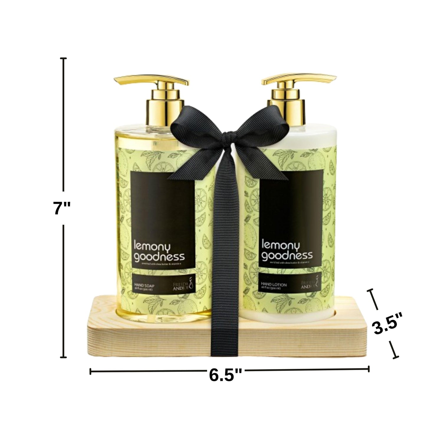 16 fl oz Lemon Citrus Aromatic and Nourishing Hand Soap Set Keep Your Skin Incredibly Soft & Clean in a Wooden Holder Unisex Formula Luxury Body Care Beauty & Personal Care Freida and Joe