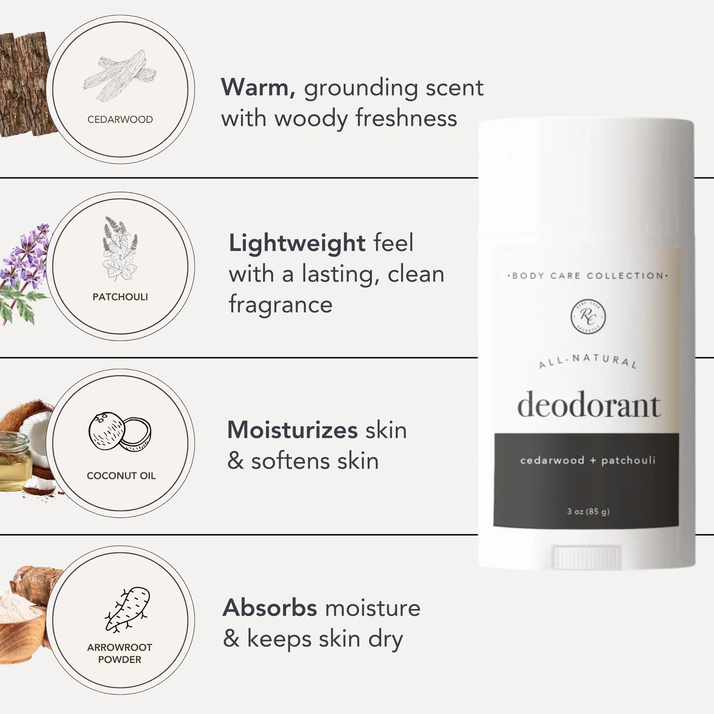 Rowe Casa Organics Cedarwood + Patchouli Natural Aluminum Free Deodorant for Men and Women, Wood and Musky Paraben-Free Deodorant Stick Beauty and Personal Care Rowe Casa Organics
