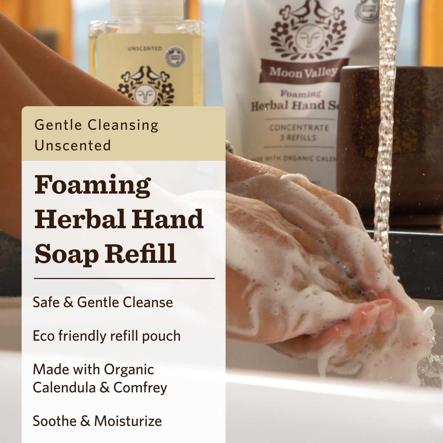 Moon Valley Foaming Hand Soap Refill Pouch, Two-Pack Unscented Soap, Vegan and Non-GMO, Environmentally Friendly Option Beauty & Personal Care Moon Valley Organics