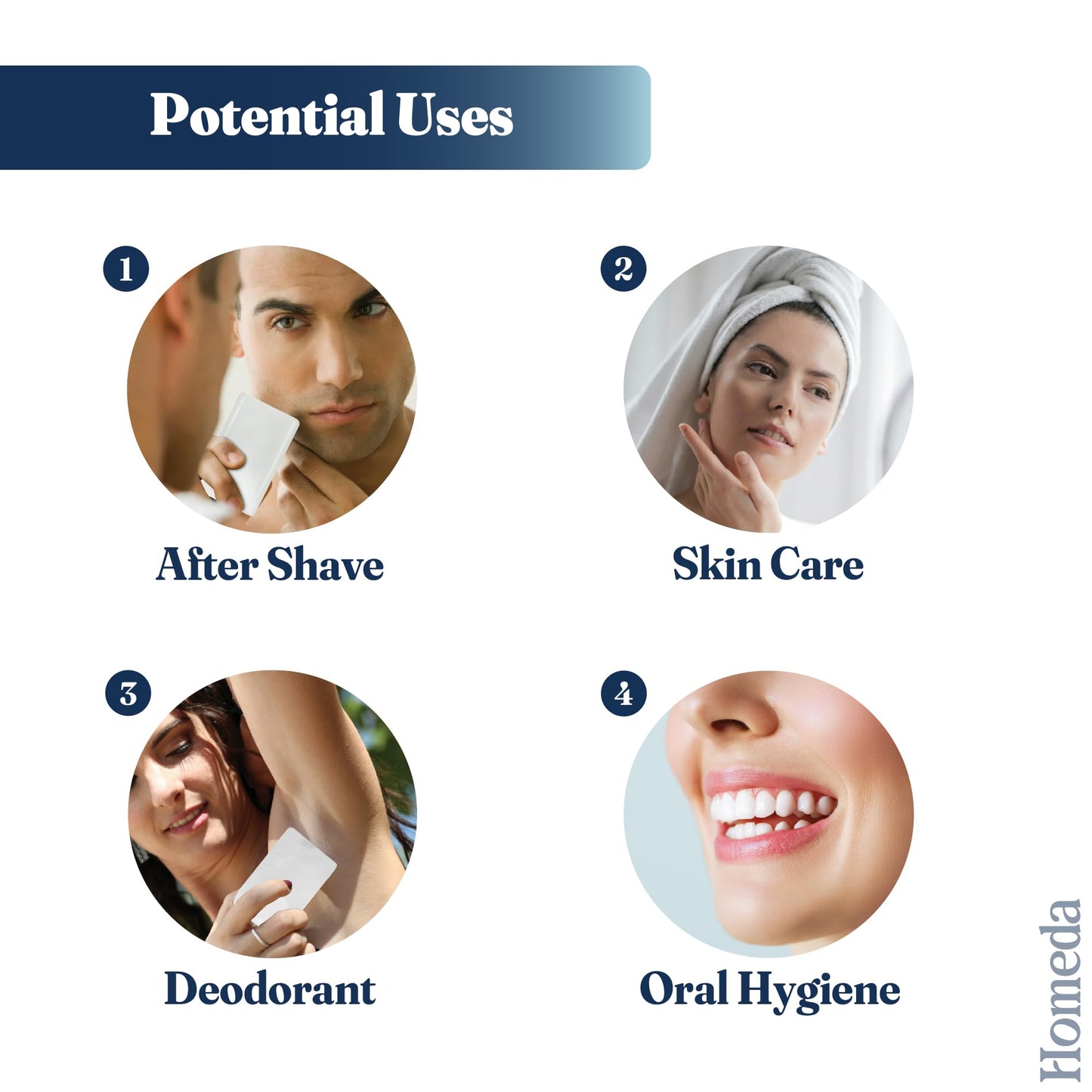 Homeda Alum Block for Shaving, Alum Stone for Face, Piedra De Alumbre Natural Bar for Underarm, Fitkari, Fitkiri, Allum Deodorant for Men and Women Beauty and Personal Care Homeda