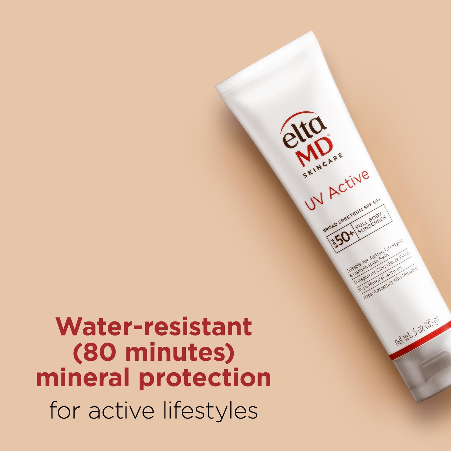 EltaMD UV Active Mineral Sunscreen with Zinc Oxide, Water Resistant Sunscreen SPF 50+ Up to 80 Minutes, Oil Free SPF for Face and Body, 3.0 oz Tube Beauty & Personal Care EltaMD