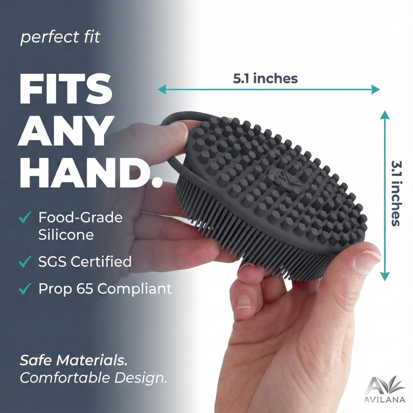 Avilana Premium Silicone Body Scrubber - Trusted Since 2017 - SGS Certified Food Grade Dual Sided Bath Brush, Quick-Dry Exfoliating Loofah Beauty and Personal Care Avilana