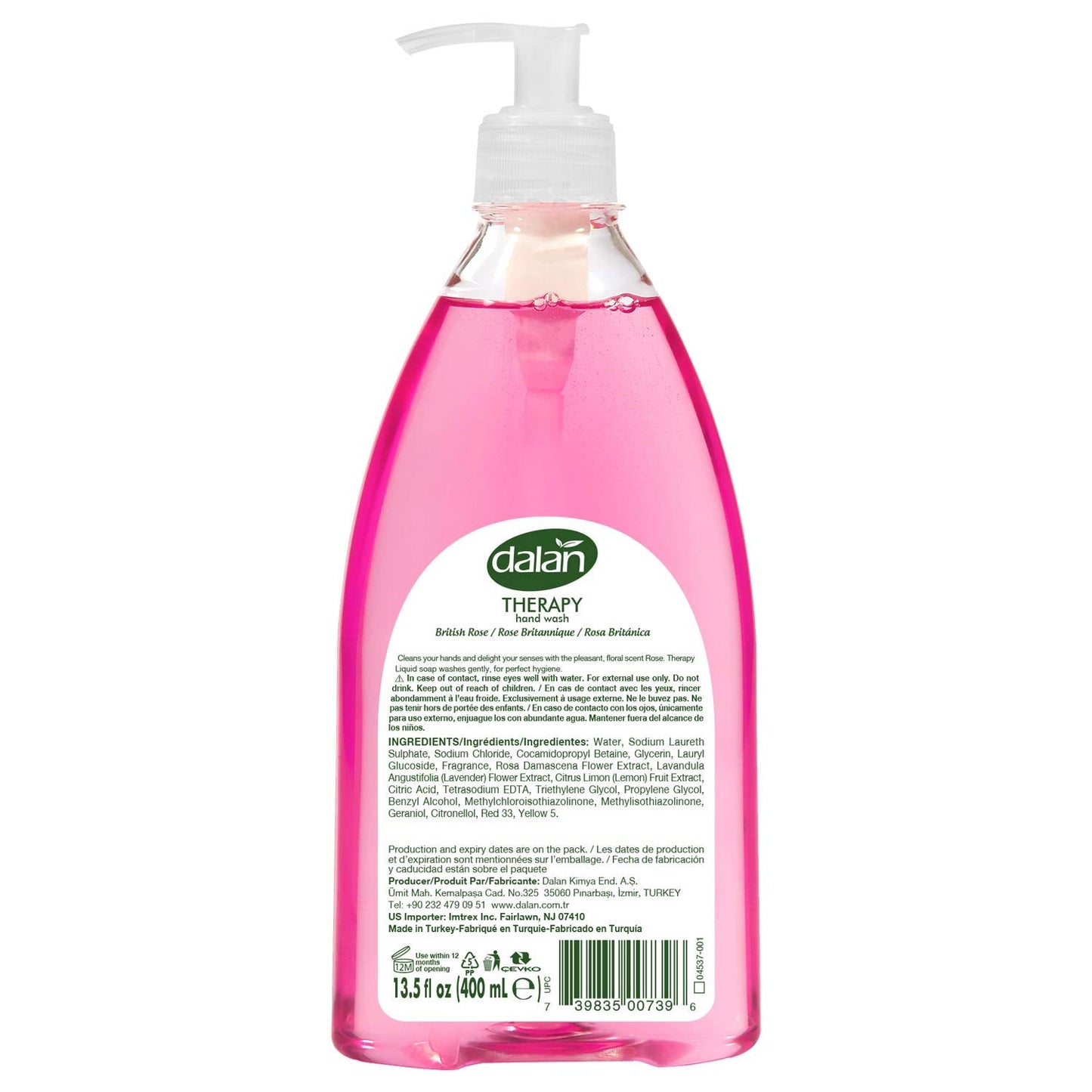 Dalan Therapy British Rose Ultra Moisturizing Liquid Hand Soap for Normal and Dry Hands Fresh Clean and Soft Feeling (13.5 Fl Oz / 400 mL (Pack of 1)) Beauty & Personal Care Dalan