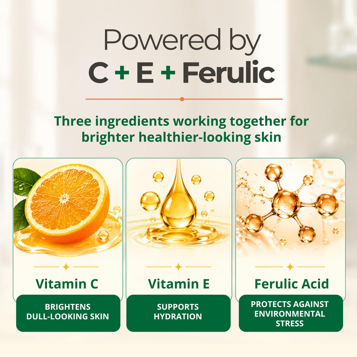 Vitamin C Face Serum with Vitamin E and Ferulic Acid | CE Ferulic 15% with Hyaluronic Acid (Compare to Skin Ceut.) | 2oz, Anti Aging and Wrinkle Serum