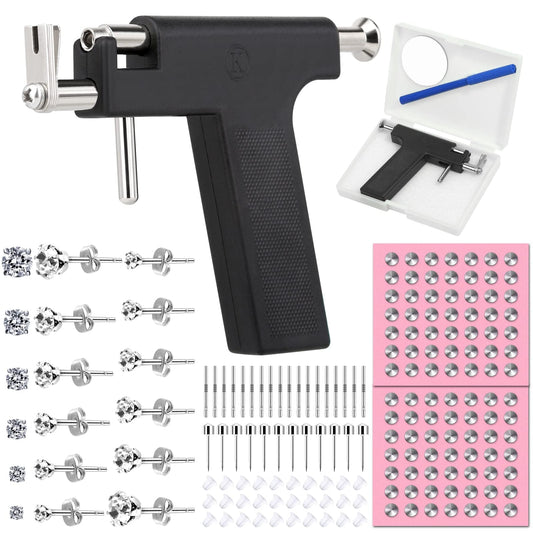 Professional Ear Piercing Gun Kit, Reusable Piercing Gun with Stainless Steel Piercing Earrings Studs, Crystal Earrings for At Home Salon Earlobe Beauty and Personal Care Evatage Default Title