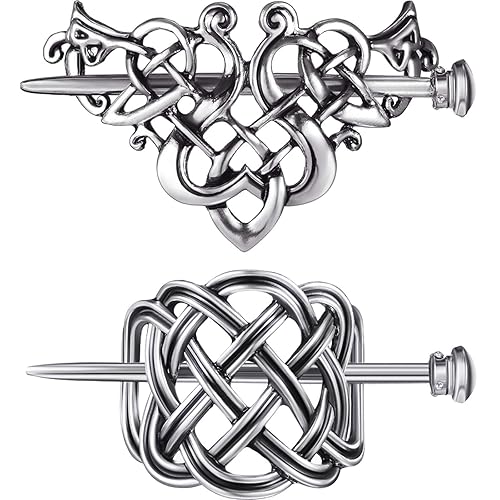 WILLBOND 2 Pieces Viking Celtic Hair Clips Hairpins Viking Silver Hairs Stick Celtic Knot Jewelry Hair Clips for Ladies or Women Beauty & Personal Care WILLBOND