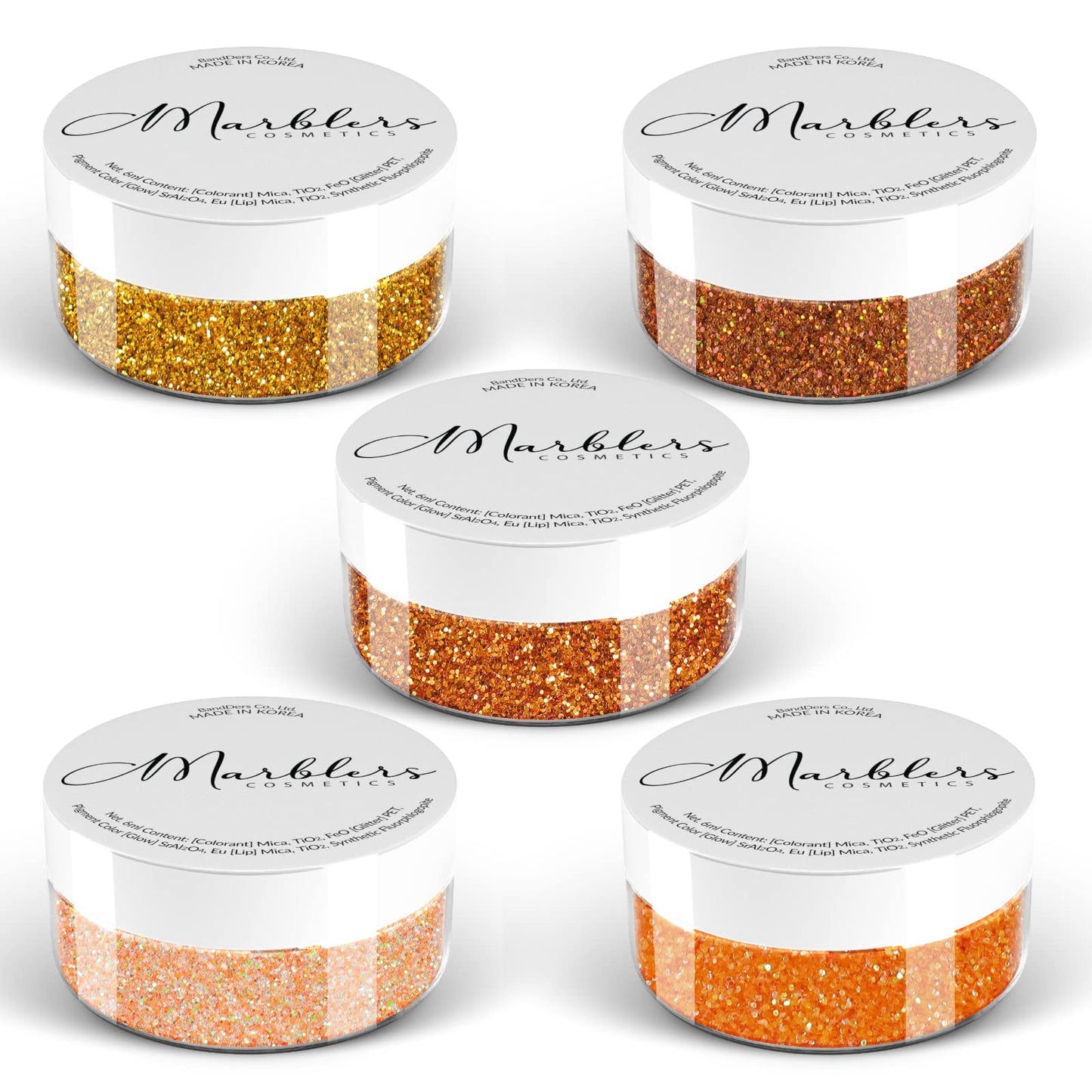 MARBLERS Cosmetic Grade Fine Glitter 5-Pack [Orange Day] 0.90oz (25g) | Non-Toxic | Vegan | Cruelty-Free | Eyeshadow, Nail Polish, Nail Art | Beauty & Personal Care MARBLERS