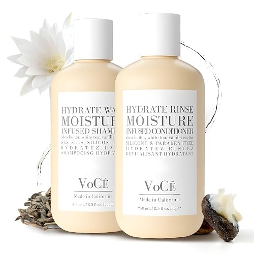 VoCÊ Hydrate Shampoo & Conditioner Bundle | Moisture-Infused Hydrating Wash & Rinse Duo for Dry, Frizzy Hair with Shea Butter, White Tea & Vanilla Beauty & Personal Care VOCE HAIRCARE