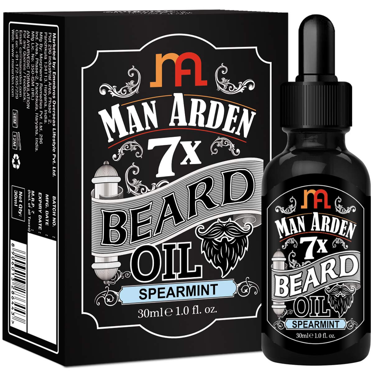 Man Arden 7X Beard Oil 30ml (Spearmint) - 7 Premium Oils Supports Beard Growth & Nourishment Beauty and Personal Care Man Arden