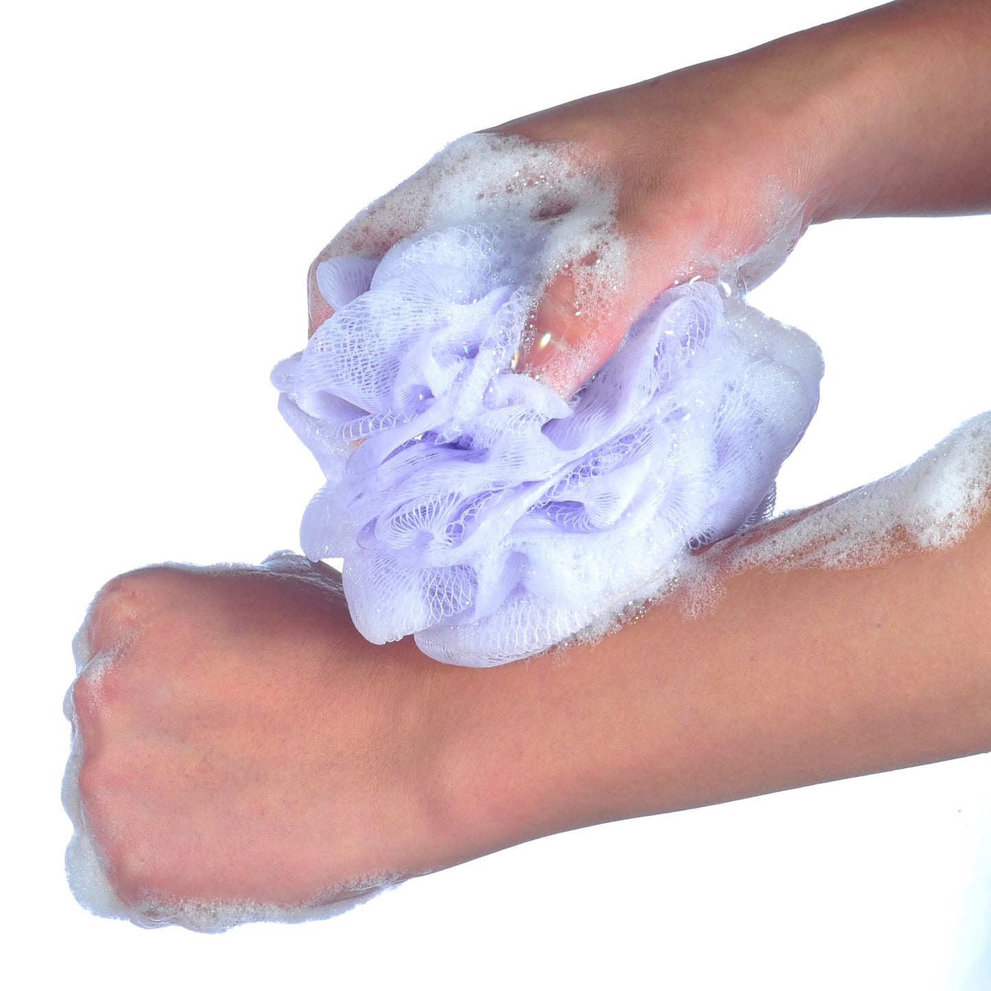 iboodi 60g/pcs Multi-Color Mesh Bath Sponge Shower Pouf Loofahs Shower Puff Pack of 4 (White,Pink,Purple and Blue) Beauty and Personal Care iboodi
