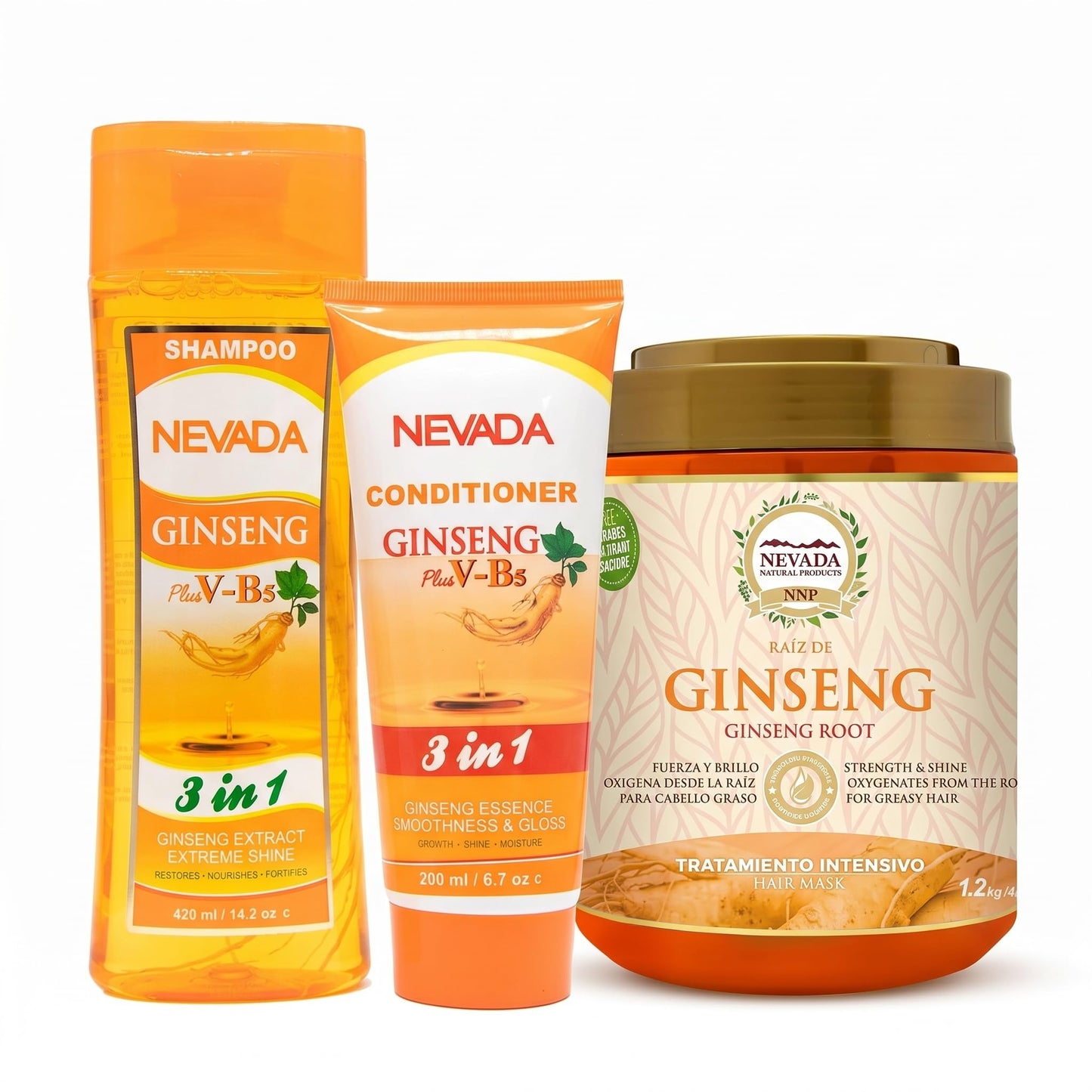 Nevada Natural Ginseng Hair Care System Shampoo Conditioner Treatment Set for Scalp Cleansing Dandruff Control Hair Strength Paraben Silicone Free 3 Beauty & Personal Care Nevada