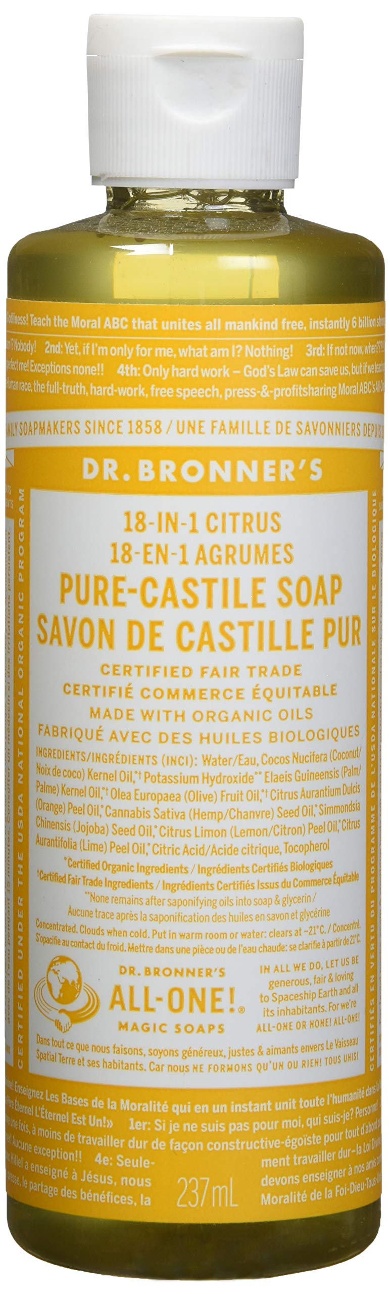 Dr. Bronner's Organic Pure Castile Liquid Soap Citrus Orange - 8 fl oz Beauty & Personal Care Dr. Bronner's