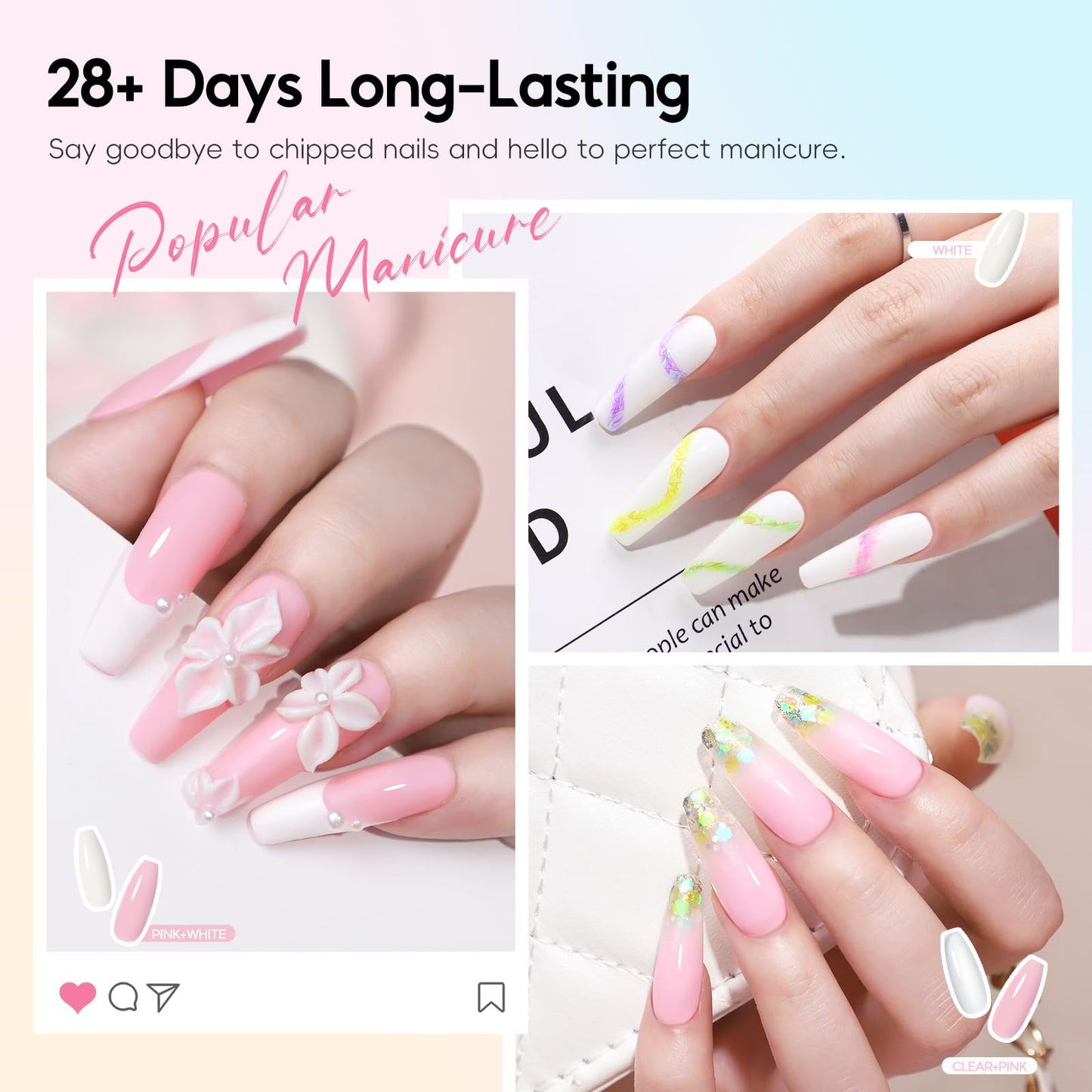 COSCELIA Acrylic Nail Kit for Beginners with Everything 4PC Gel Polish 3PC Acrylic Powder with Drill and U V Light 24 Colors Glitter Powder Complete Beauty and Personal Care COSCELIA