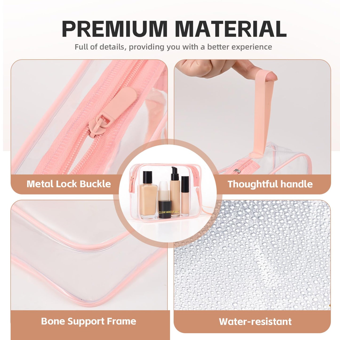 Icramsy Clear Makeup Bag,2 Pack TSA Approved Toiletry Bag Travel Toiletry Bag Hanging Makeup Cosmetic bag for Women Men (Pink) Beauty and Personal Care Icramsy