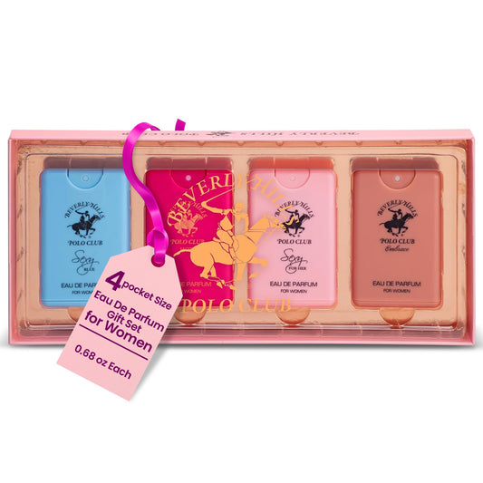 Beverly Hills Polo Club Women's Perfume Gift Set - 4 Piece Pocket Size Eau De Parfum Collection - Long-Lasting Scents for Her Beauty & Personal Care Beverly Hills Polo Club