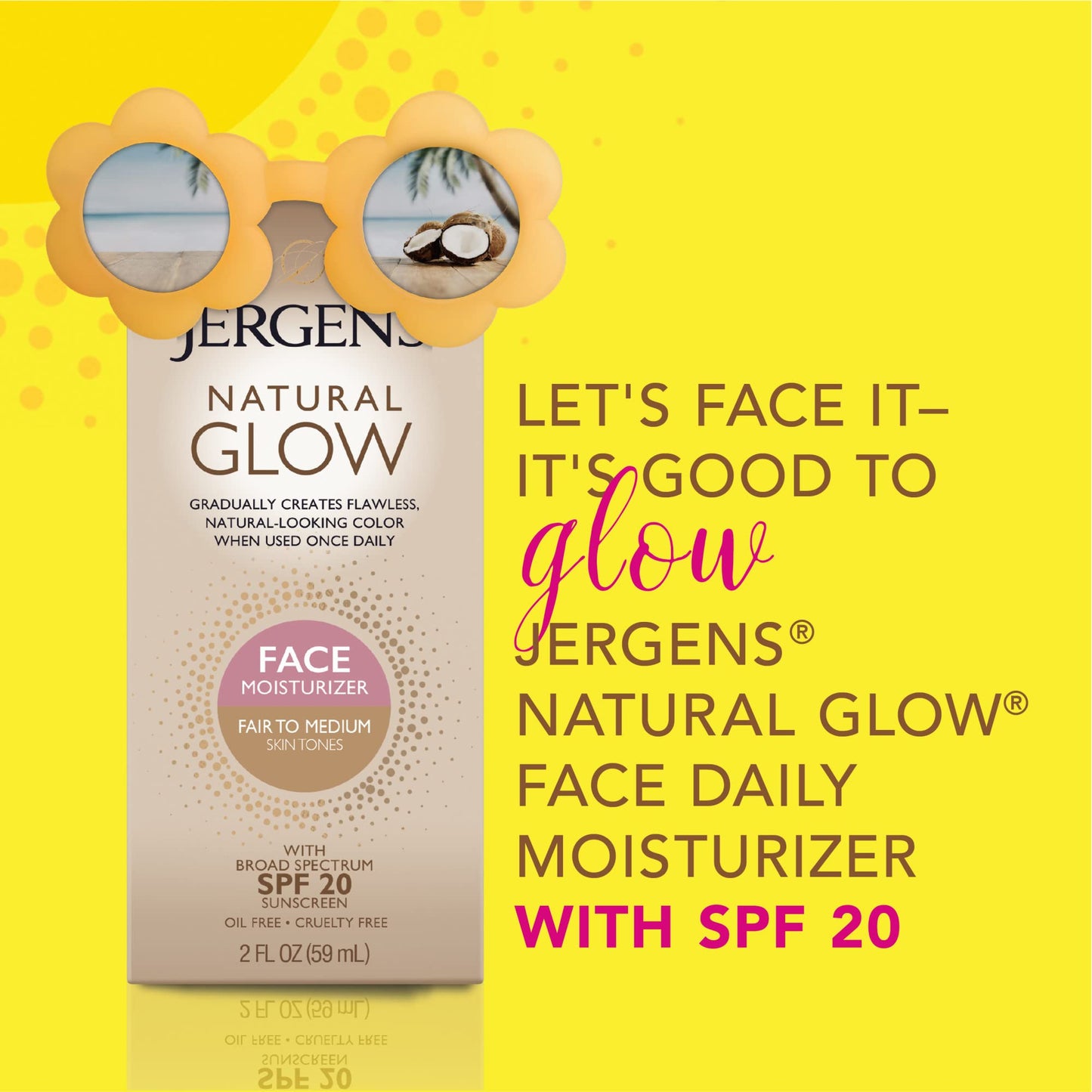 Jergens Natural Glow Daily Facial Moisturizer, Fair to Med 2 fl oz (59 ml) Beauty & Personal Care Jergens