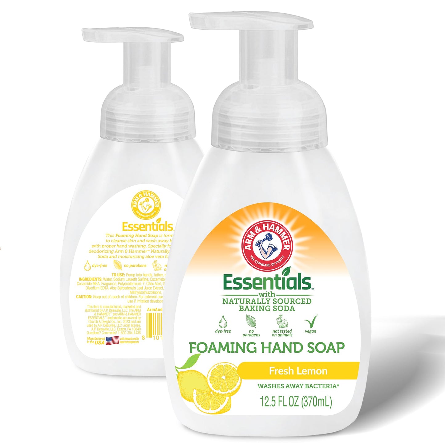 Arm & Hammer Foaming Hand Soap for Skin Cleaning - Cleanser with Fresh Lemon Scent - Hand Soap Pump with Aloe Vera & Different Ingredients 12.5 Fl Oz Beauty & Personal Care Arm & Hammer