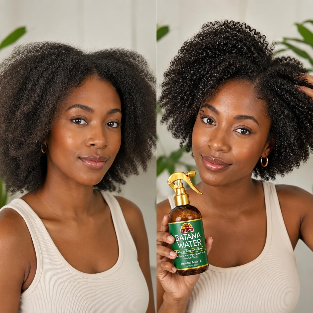OKAY Batana Hydrating Hair Water Spray 8 oz - Curl Refresher & Moisturizing Hair Mist with Batana Oil, Sea Algae & Proteins - Lightweight Anti-Frizz Beauty & Personal Care OKAY