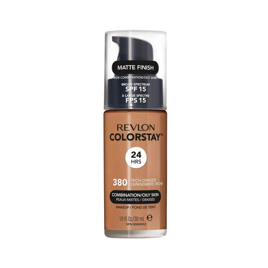 Revlon Liquid Foundation, ColorStay Face Makeup for Combination & Oily Skin, SPF 15, Medium-Full Coverage with Matte Finish, 380 Rich Ginger, 1 fl oz Beauty & Personal Care REVLON