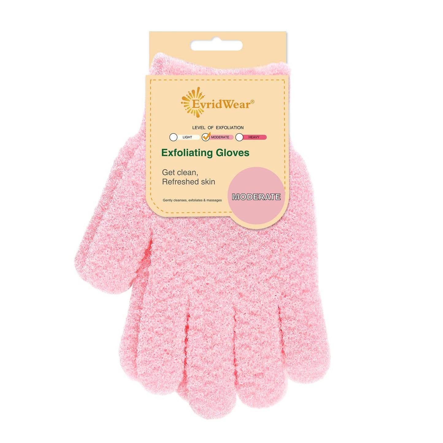 Evridwear Exfoliating Glove Shower Gloves Exfoliate Dead Skin for Dry Sensitive Skin No Irritation with Hanging Loop (Pink Moderate Exfoliation) Beauty & Personal Care Evridwear