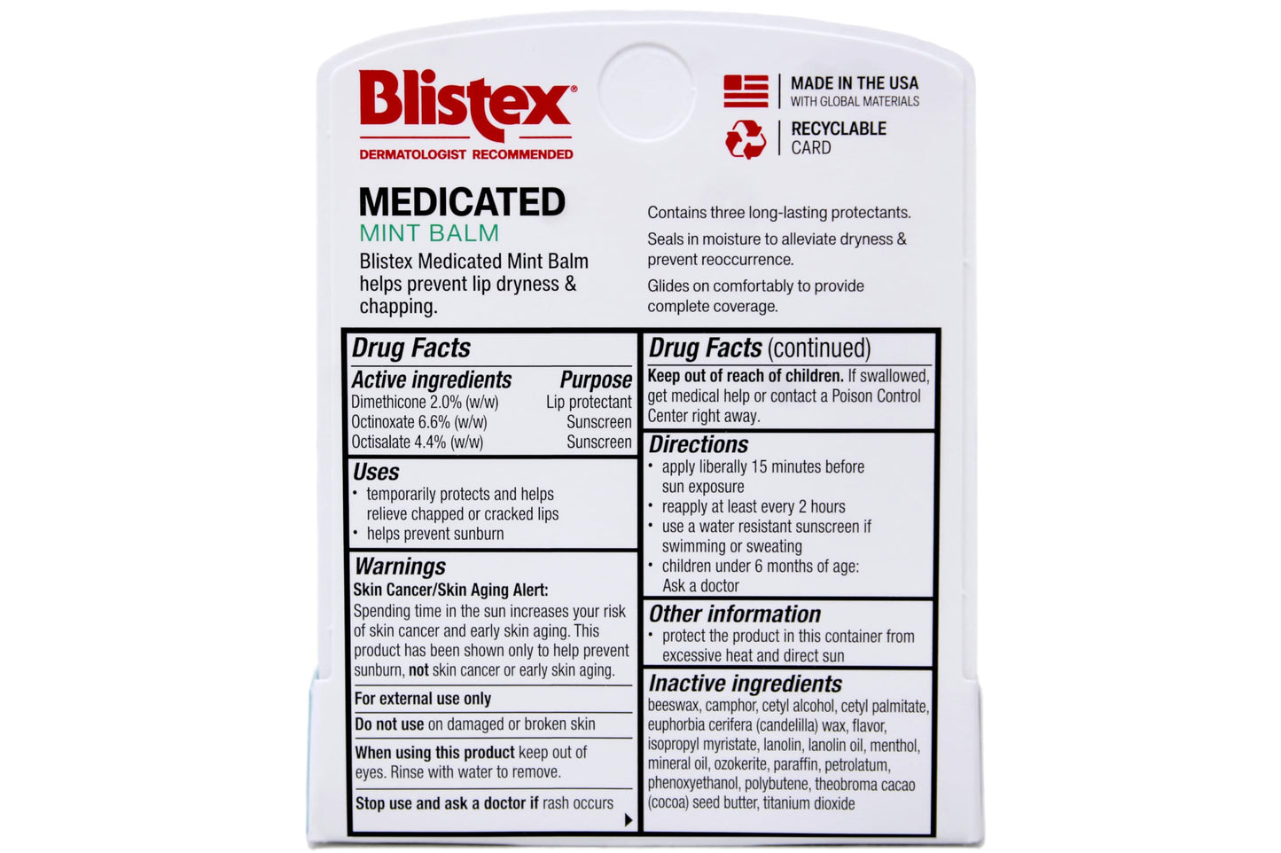 Blistex Medicated Mint Balm .15 Oz. Beauty and Personal Care Blistex