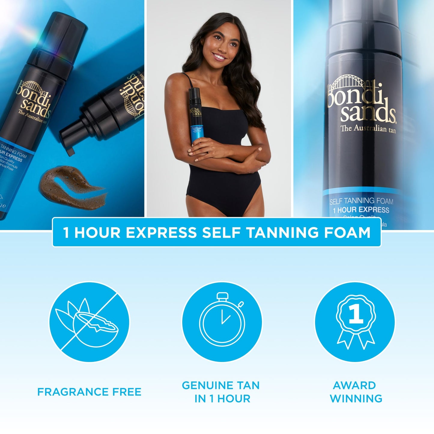 Bondi Sands 1 Hour Express Self Tanning Foam, Lightweight, Fragrance Free Self-Tanner for an Even, Streak-Free Tan, 6.76 fl oz Beauty & Personal Care Bondi Sands
