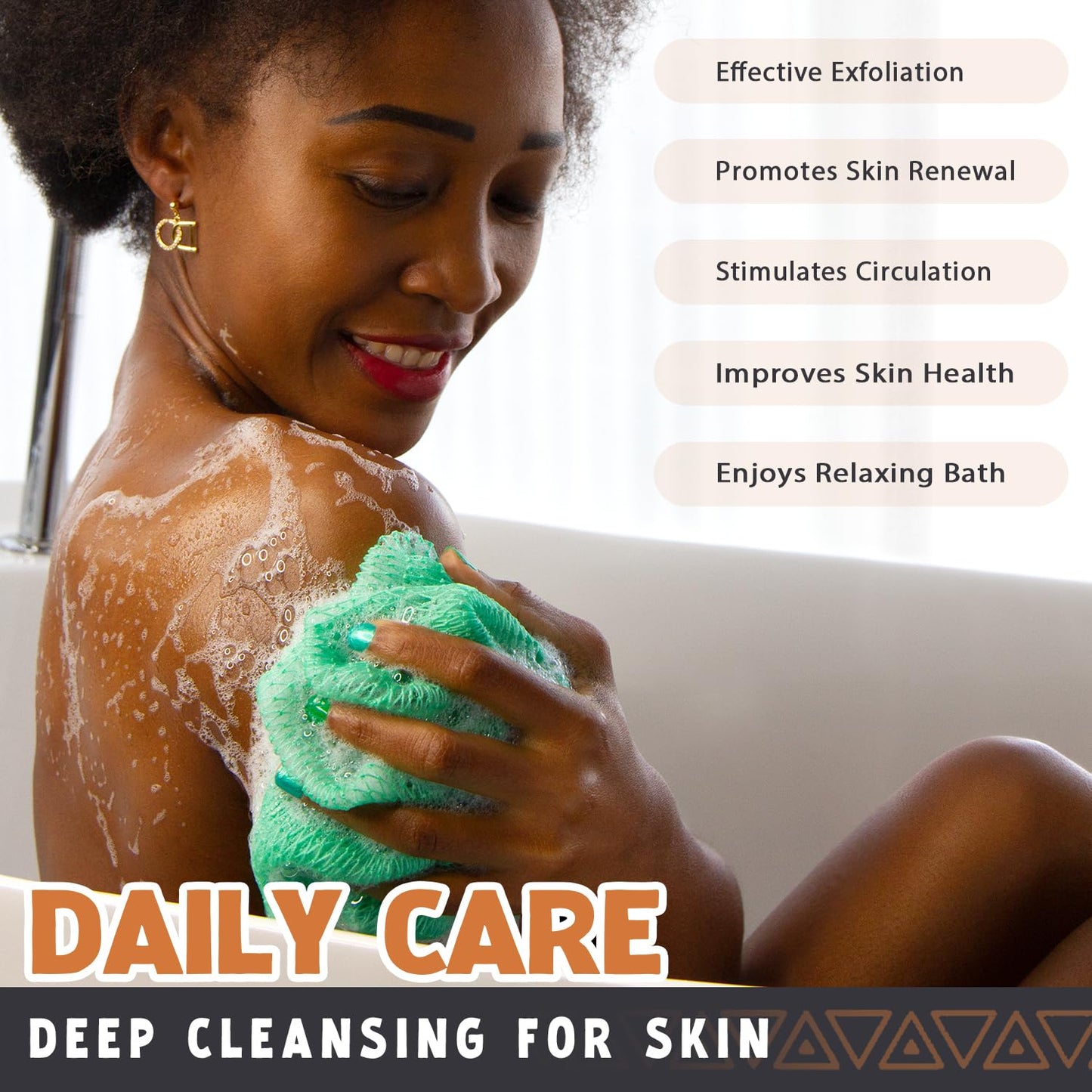African Net Sponge Authentic - African Exfoliating Net Sponge Real African Wash Cloth Loofah - African Bath Sponge with Knots Exfoliator Net Beauty and Personal Care Hrsqu