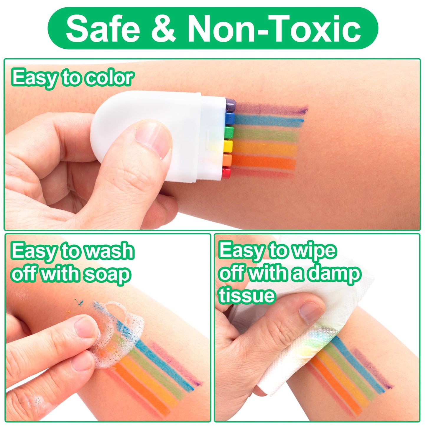Lekgavd 2PCS Rainbow Face Body Paint, Pride Makeup Supplies, Face Painting Crayons for Pride Day, Celebrations Party, Festivals for Men, Women Beauty & Personal Care Lekgavd