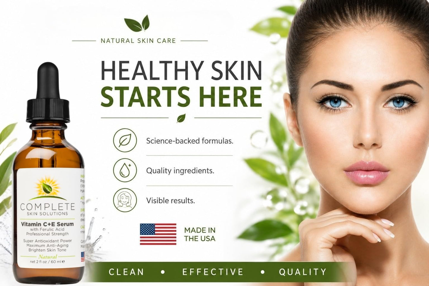 Complete Skin Solutions Natural Vitamin C E Serum With Ferulic Acid 2 oz Beauty & Personal Care COMPLETE SKIN SOLUTIONS