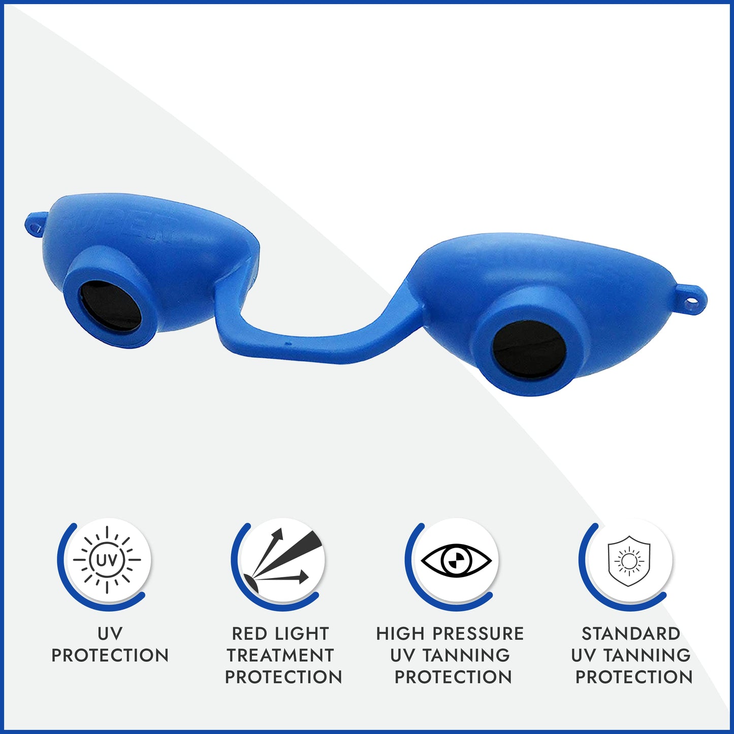 Super Sunnies Evo Flexible UV Eye Protection FDA Compliant, Tanning Bed Goggles, Red Light Therapy Glasses - Blue Beauty & Personal Care Super Sunnies